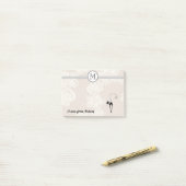 Post-it® Joli chic dentelle noir monogramme de chat (Sur un bureau)