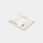 Post-it® Joli chic dentelle noir monogramme de chat (Incliné)