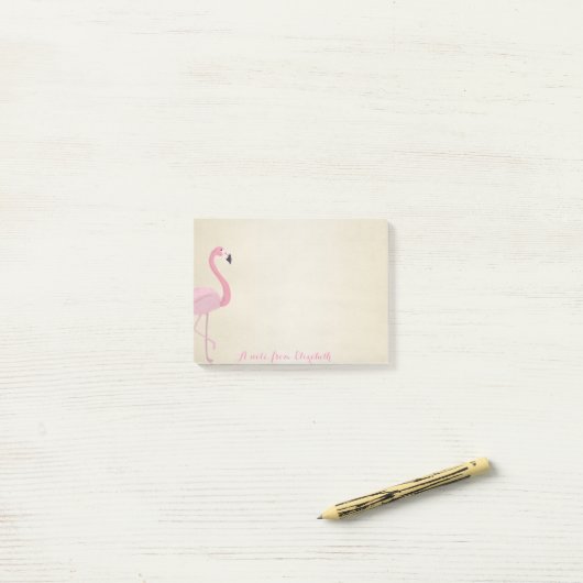 Post-it® Joli Chic, Flamant rose rose (Sur un bureau)