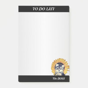 Post-it® Joli chien avec tournesol sur gris argenté