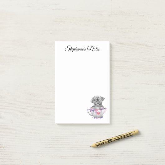 Post-it® Joli Chiot En Coupe (Sur un bureau)