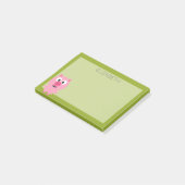 Post-it® Joli cochon de ferme de dessin animé - Rose et ver (Incliné)