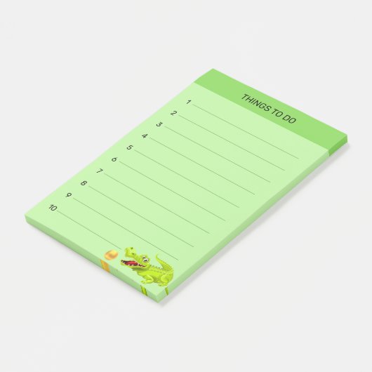 Post-it® Joli crocodile à faire sur le vert citron (Incliné)