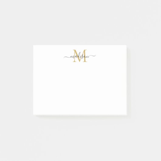 Post-it® Joli Design Chic Girl Script Monogramme Black Gold (Devant)