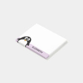 Post-it® joli dessin animé lavande de pingouin et noir (Incliné)