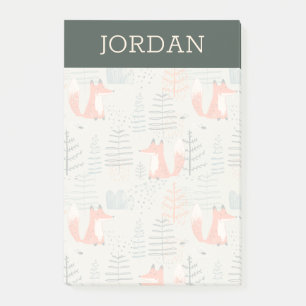 Post-it® Joli Doodle Fox Forest Motif de bois
