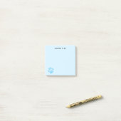 Post-it® Joli empreinte de patte bleu clair personnalisable (Sur un bureau)