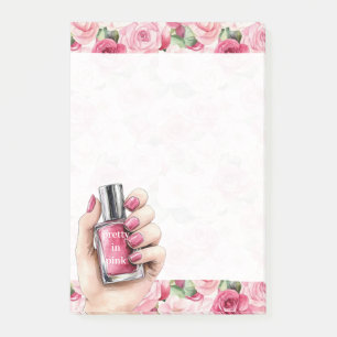 Post-it® Joli en rose Roses Floral ongle main polonais