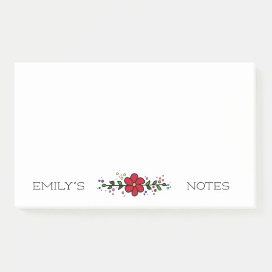 Post-it® Joli feuille de fleurs rouges personnalisées Notes (Devant)