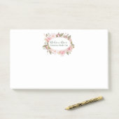 Post-it® Joli Floral Roses Nom Inscrit (Sur un bureau)