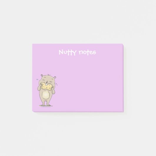 Post-it® Joli hamster brun mangeant un cartoon de cacahuète (Devant)