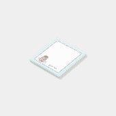 Post-it® Joli Hérisson Texte Personnalisé Bleu Post-it Note (Incliné)