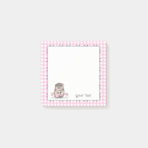 Post-it® Joli Hérisson Texte personnalisé Notes roses