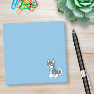 Post-it® Joli Husky de dessin animé sur fond bleu