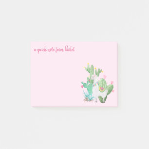 Post-it® Joli lama et cactus aquarelle - Nom personnalisé r