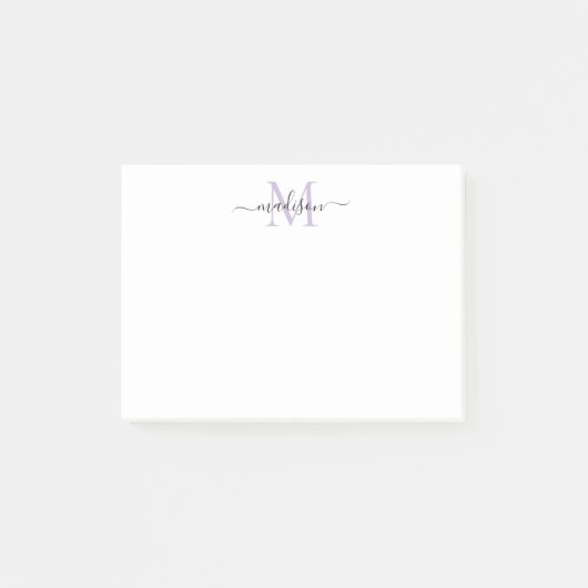 Post-it® Joli Moderne Chic Girl Script Monogramme violet (Devant)