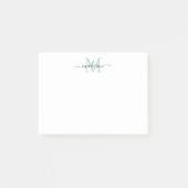 Post-it® Joli Modernité Chic Script Monogramme Vert Turquoi (Devant)