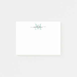 Post-it® Joli Modernité Chic Script Monogramme Vert Turquoi