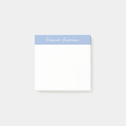 Post-it® Joli Monogramme bleu clair simple Nom complet (Devant)