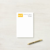 Post-it® Joli Monogramme Jaune Blanc Moderne Minimaliste (Sur un bureau)