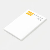 Post-it® Joli Monogramme Jaune Blanc Moderne Minimaliste (Incliné)