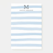 Post-it® Joli Monogramme Moderne en Aquarelle Rayures Bleu (Devant)