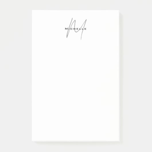 Post-it® Joli Monogramme Noir Blanc Gris Calligraphie (Devant)