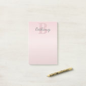 Post-it® Joli Monogramme rose personnalisable et votre nom  (Sur un bureau)