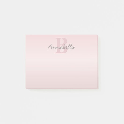 Post-it® Joli Monogramme rose personnalisable et votre nom  (Devant)