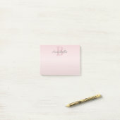 Post-it® Joli Monogramme rose personnalisable et votre nom  (Sur un bureau)