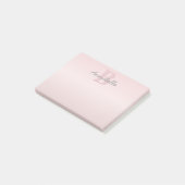 Post-it® Joli Monogramme rose personnalisable et votre nom  (Incliné)