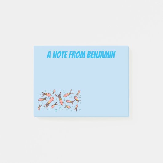 Post-it® Joli motif caricature de calmar rose (Devant)