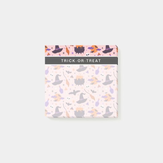 Post-it® Joli motif Halloween violet et rose (Devant)