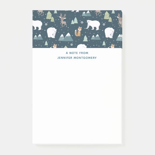 Post-it® Joli Noël Animaux d'hiver Motif rustique (Devant)