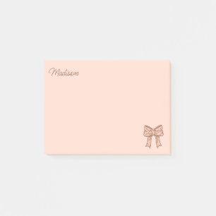 Post-it® Joli Nœud Prépa Coquette Féminin Rose Avec Nom 