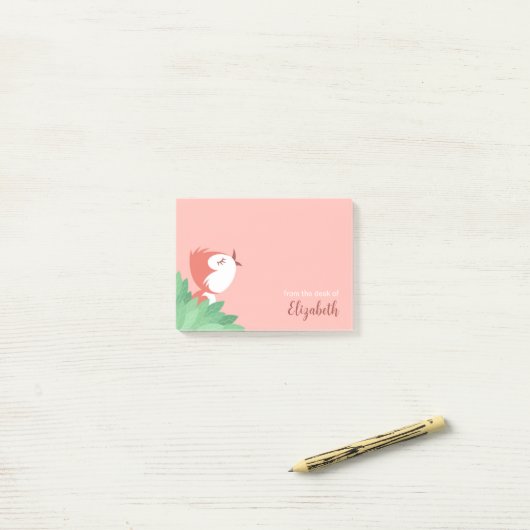 Post-it® Joli oiseau poussette fille soleil (Sur un bureau)