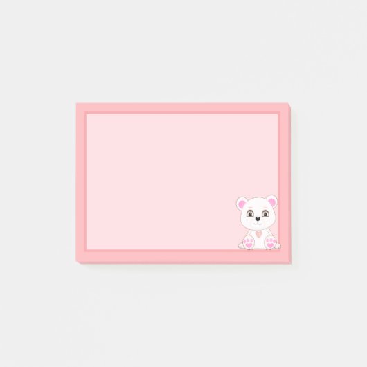 Post-it® Joli ours polaire sur fond rose clair (Devant)