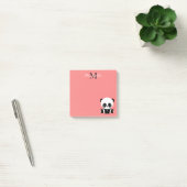 Post-it® Joli panda assis monogramme rose saumon (Bureau)