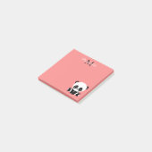 Post-it® Joli panda assis monogramme rose saumon (Incliné)