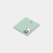 Post-it® Joli panda assis monogramme vert sauge (Incliné)