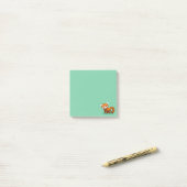 Post-it® Joli panda roux sur fond vert (Sur un bureau)