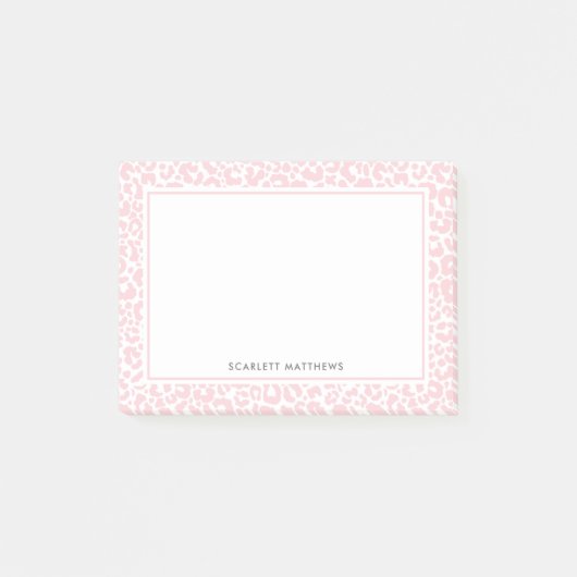 Post-it® Joli Pastel Empreinte de léopard Motif rose Nom (Devant)