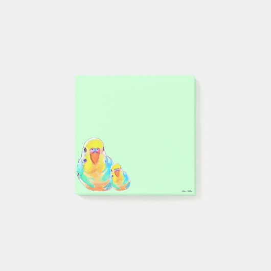 Post-it® Joli perruche perruqueuse verte mignonne (Devant)