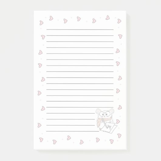 Post-it® Joli Petit Hamster Coeurs Monogramme (Devant)