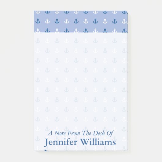 Post-it® Joli petit Motif de Ancre| Ajouter votre nom (Devant)