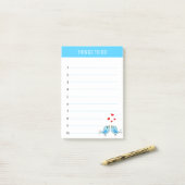 Post-it® Joli petit oiseau bleu & coeur Que faire bordé (Sur un bureau)