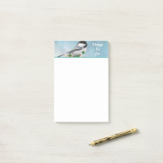 Post-it® Joli Petit Oiseau & Fleurs Blanches Que Faire (Sur un bureau)