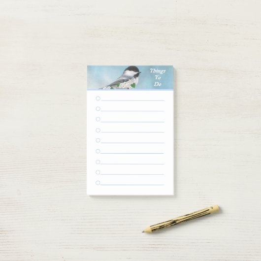 Post-it® Joli Petit Oiseau & Fleurs Que Faire Lined (Sur un bureau)