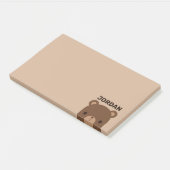 Post-it® Joli petit ours brun avec nom personnalisé (Incliné)