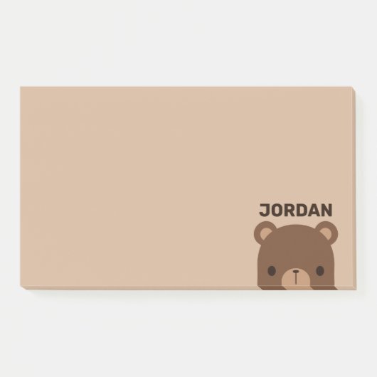 Post-it® Joli petit ours brun avec nom personnalisé (Devant)